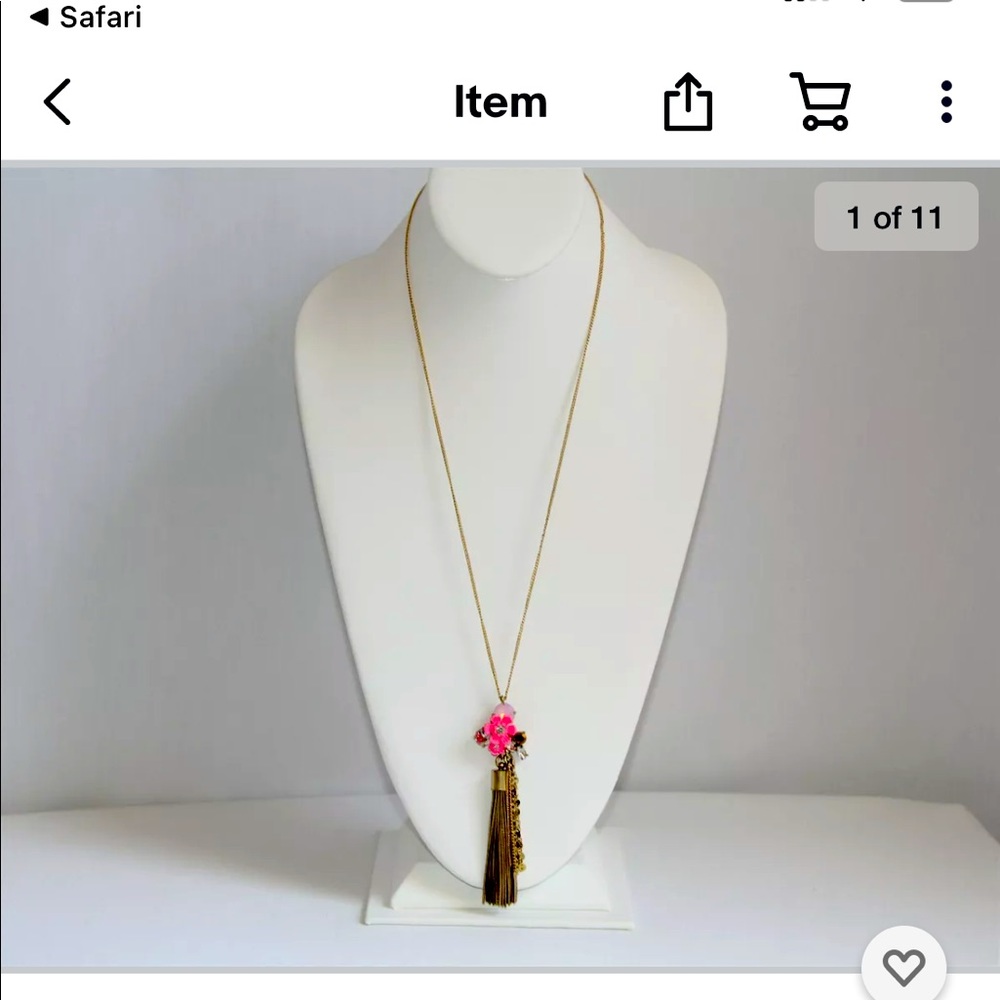 J. Crew pink flower 🌸 tassel necklace